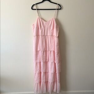 ARULA Blush Pink Tiered Maxi Dress